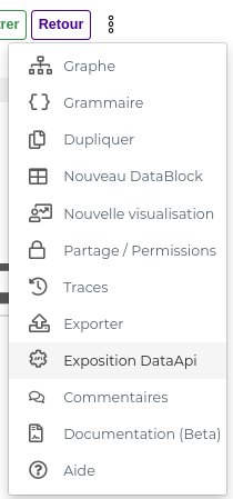 Menu d’action