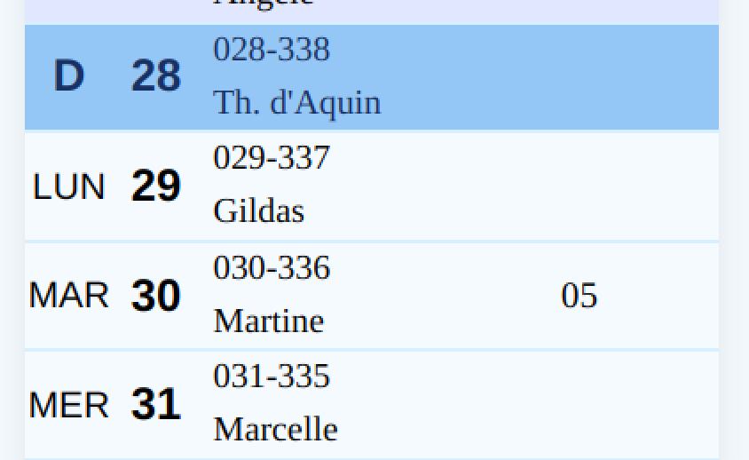 calendrier